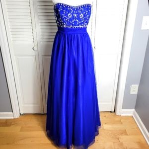 Bee Darling cocktail dress women's 13/14 Prom Bridesmaid wedding blue diamond